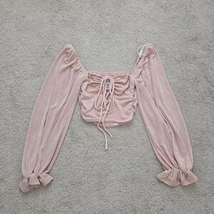 Nwt! Hello Molly Pink Long Sleeve Cropped Top Size Xs